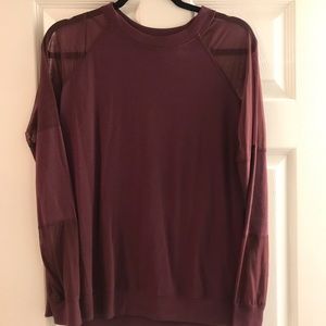 Long sleeve sweater with mesh sleeves